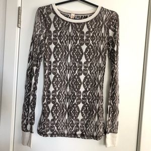 Brown cream white giraffe print long sleeve top